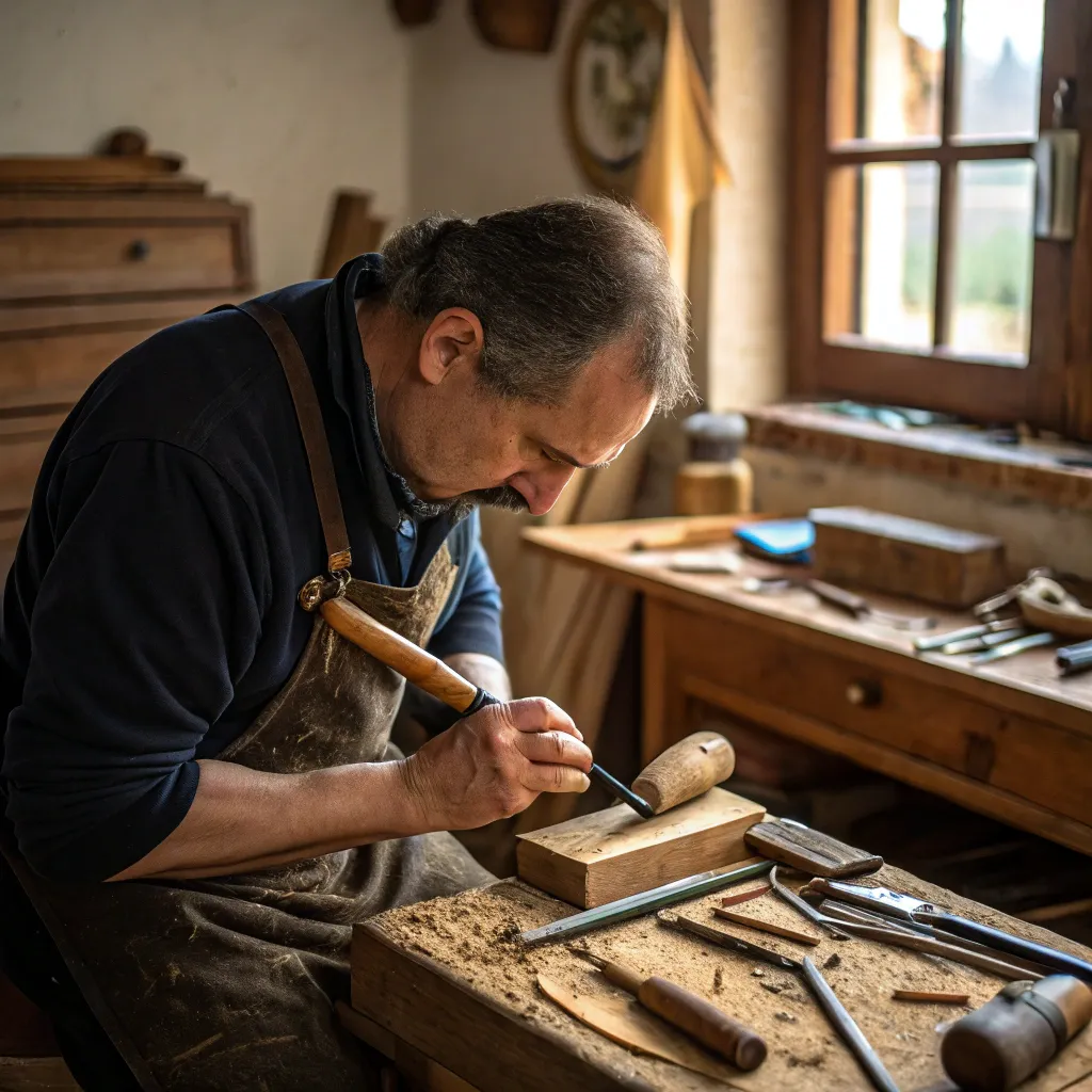 An artisan working with traditional tools