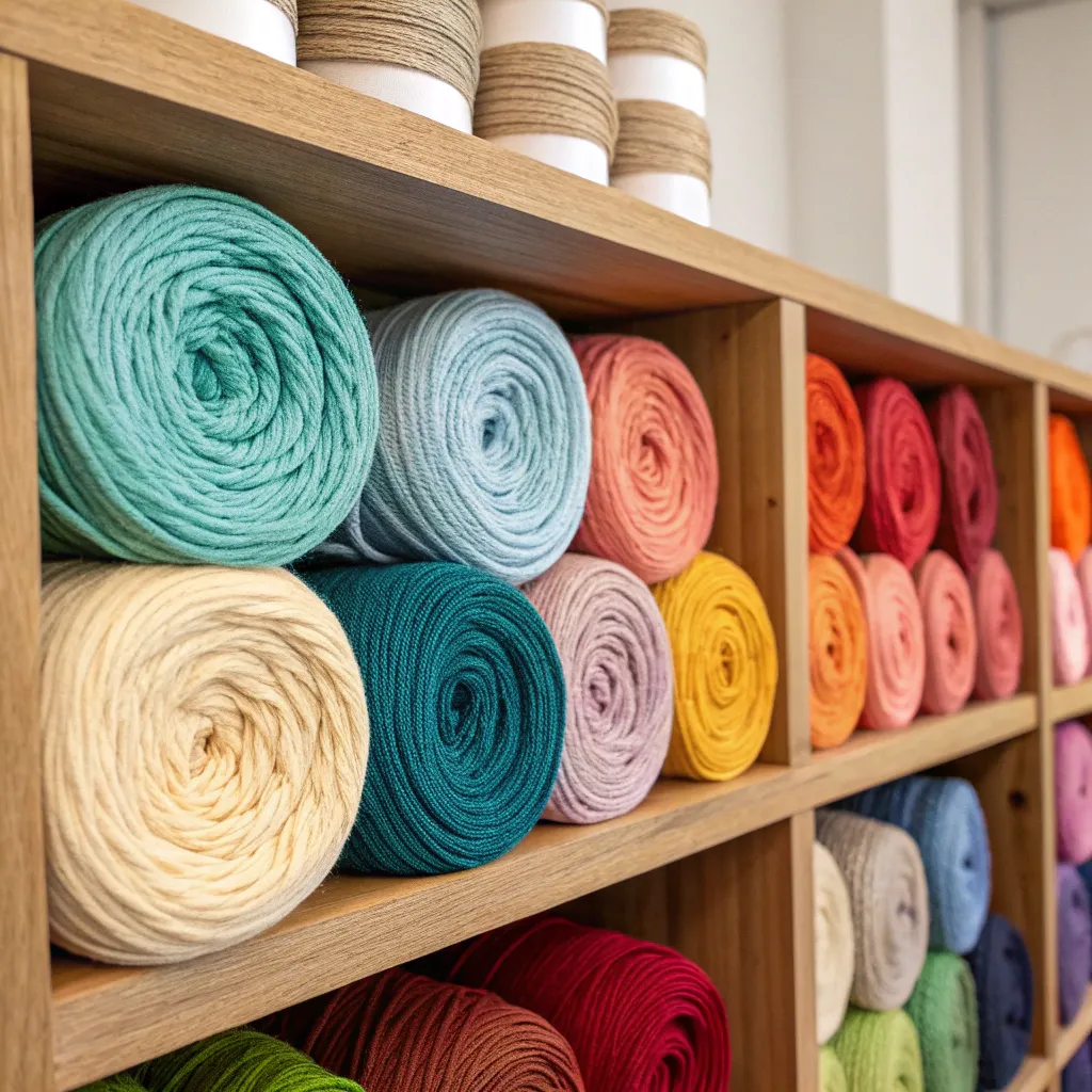 Various colors of yarn rolls